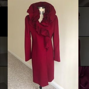 Elie Tahari Wool Ruffle Coat sz S/P